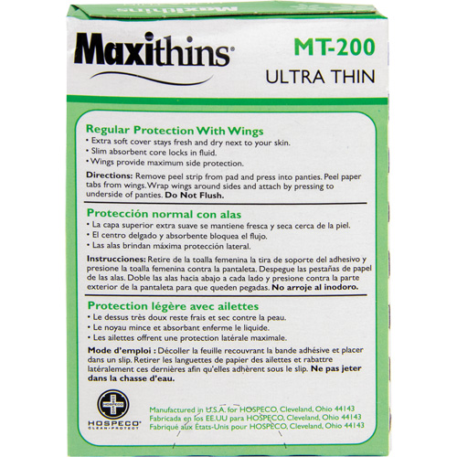 Serviettes Maxi Maxithins ultra minces avec ailes Northern Industrial Supply Inc.