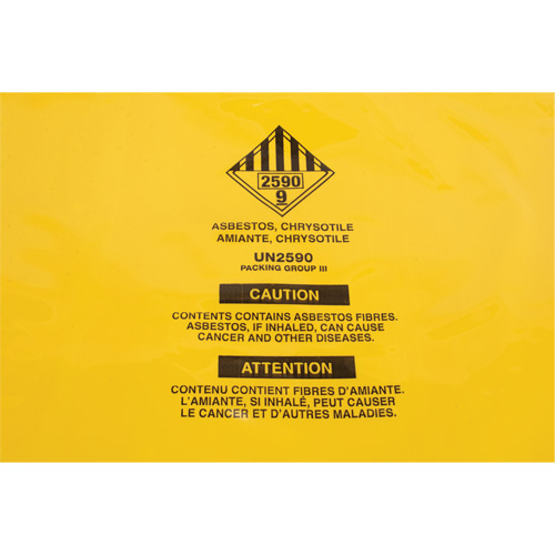 Doublures pour d&eacute;chets dangereux, Amiante, 40" lo x 35" la, 3 mils Northern Industrial Supply Inc.