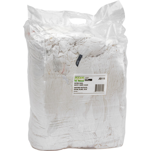 Chiffons fabriqu&eacute;s &agrave; partir de mat&eacute;riaux recycl&eacute;s, Coton, Blanc, 25 lb Northern Industrial Supply Inc.