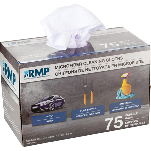 Chiffons lavables pour le nettoyage, Microfibre, Blanc Northern Industrial Supply Inc.