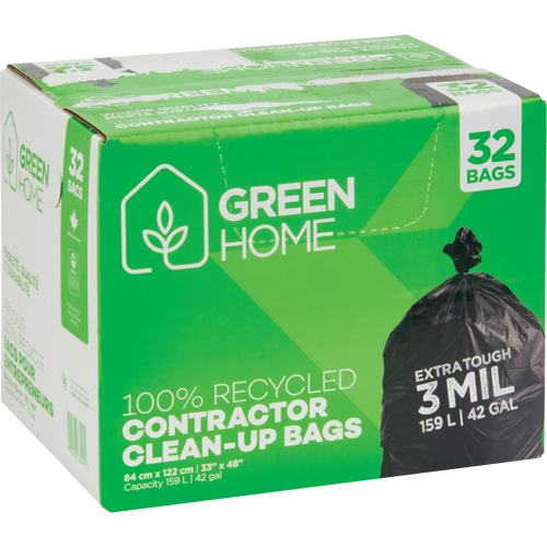Sacs &agrave; ordures Green Home, Fort, 33" la x 48" lo, 3 mils, Noir, Capacit&eacute; 159 L (42 gal.) Northern Industrial Supply Inc.
