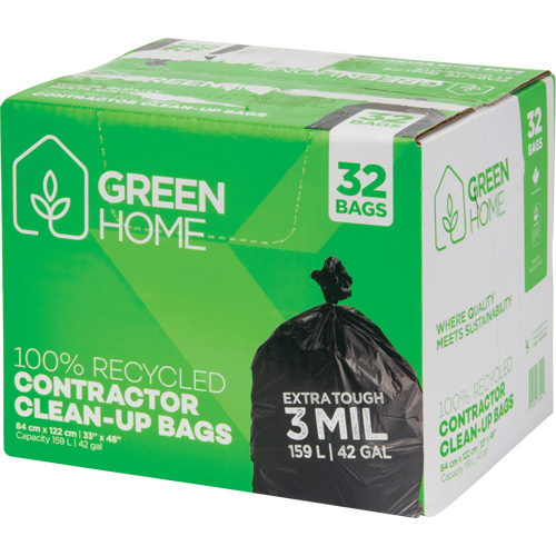 Sacs &agrave; ordures Green Home, Fort, 33" la x 48" lo, 3 mils, Noir, Capacit&eacute; 159 L (42 gal.) Northern Industrial Supply Inc.