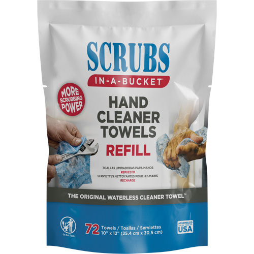 Hand Cleaner Towels Refill Pack, 72 Wipes, 10" x 12" Northern Industrial Supply Inc.