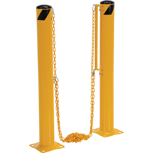 Dock Chain Barrier Bollard System, Steel, 42" H x 6-5/8" W, Yellow Northern Industrial Supply Inc.