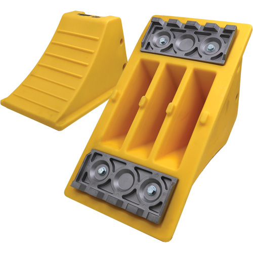 40 Ton Large Equipment Wheel Chock with Aluminum Cleats, Urethane, Yellow Northern Industrial Supply Inc.