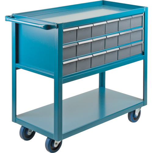 Drawer Shelf Cart, 1200 lbs. Capacity, Steel, 18" x W, 35" x H, 36" D, Rubber Wheels, All-Welded, 18 Drawers Northern Industrial Supply Inc.