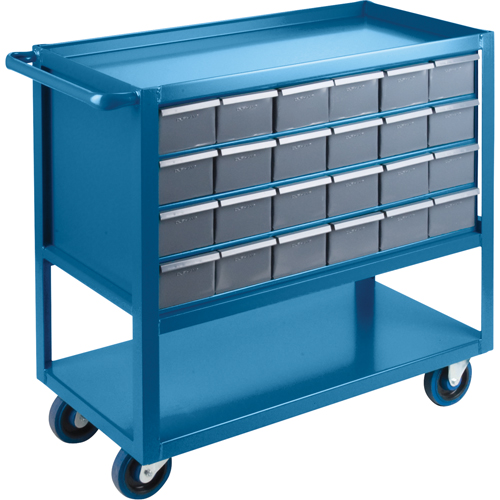 Drawer Shelf Cart, 1200 lbs. Capacity, Steel, 18" x W, 35" x H, 36" D, Rubber Wheels, All-Welded, 24 Drawers Northern Industrial Supply Inc.