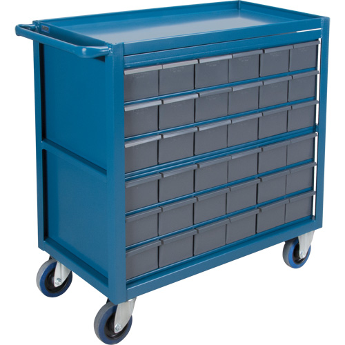 Drawer Shelf Cart, 1200 lbs. Capacity, Steel, 18" x W, 35" x H, 36" D, Rubber Wheels, All-Welded, 36 Drawers Northern Industrial Supply Inc.