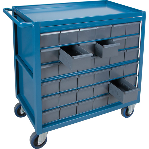 Drawer Shelf Cart, 1200 lbs. Capacity, Steel, 18" x W, 35" x H, 36" D, Rubber Wheels, All-Welded, 36 Drawers Northern Industrial Supply Inc.