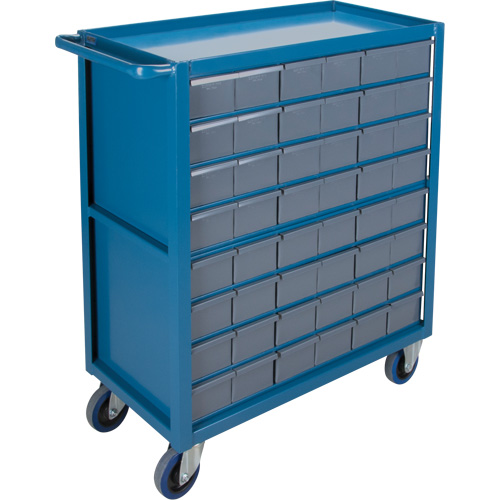 Drawer Shelf Cart, 1200 lbs. Capacity, Steel, 18" x W, 35" x H, 36" D, Rubber Wheels, All-Welded, 48 Drawers Northern Industrial Supply Inc.