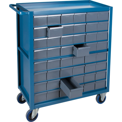 Drawer Shelf Cart, 1200 lbs. Capacity, Steel, 18" x W, 35" x H, 36" D, Rubber Wheels, All-Welded, 48 Drawers Northern Industrial Supply Inc.
