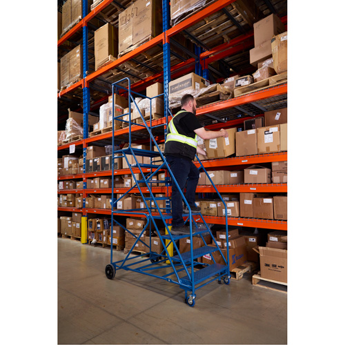 CSA-Certified Rolling Step Ladder with Locking Step, 8 Steps, 30" Step Width, 72" Platform Height, Steel Northern Industrial Supply Inc.