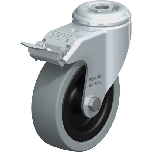 Roulette pour usage l&eacute;ger, Pivotant avec frein, 4" (101,6 mm), Caoutchouc plein, 242 lb (110 kg) Northern Industrial Supply Inc.
