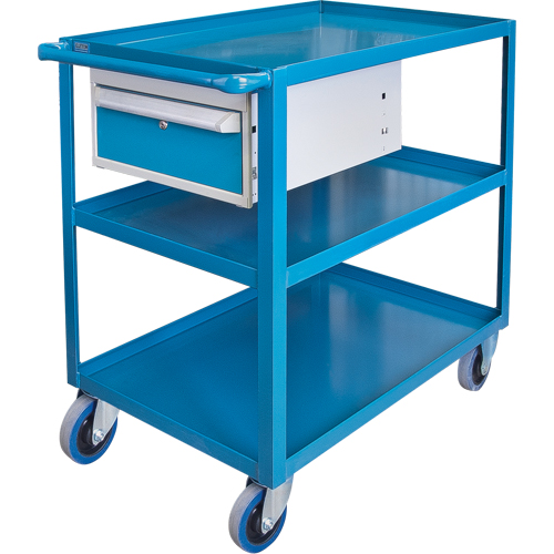 Heavy Duty Shelf Cart with Drawer, 1200 lbs. Capacity, Steel, 24" x W, 36" x H, 36" D, Rubber Wheels, All-Welded, 1 Drawers Northern Industrial Supply Inc.