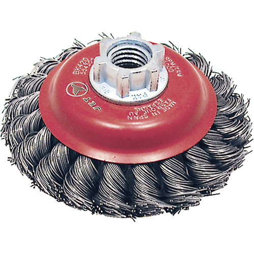 BK420T Knot Twisted Conical Brush, 4" Dia., 0.02" Fill, 5/8"-11 Arbor, Steel Northern Industrial Supply Inc.