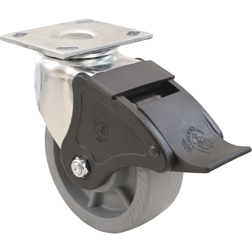 Emaxx Caster, Swivel with Brake, 4" (101.6 mm), Envirothane, 1000 lbs. (453.6 kg.) Northern Industrial Supply Inc.