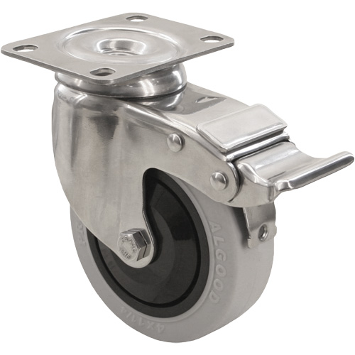Roulette 2309 avec 2 freins, Pivotant avec frein, 4" (101,6 mm), Gris Envirothane, 350 lb (158,8 kg) Northern Industrial Supply Inc.
