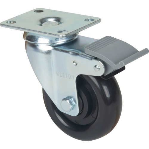 Caster, Swivel with Brake, 4" (101.6 mm), Polyolefin, 250 lbs. (113.4 kg) Northern Industrial Supply Inc.