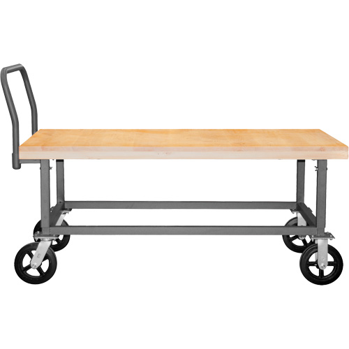 Adjustable Wood Deck Platform Truck, 48" L x 24" W, 1800 lbs. Capacity, Mold-on Rubber Casters Northern Industrial Supply Inc.