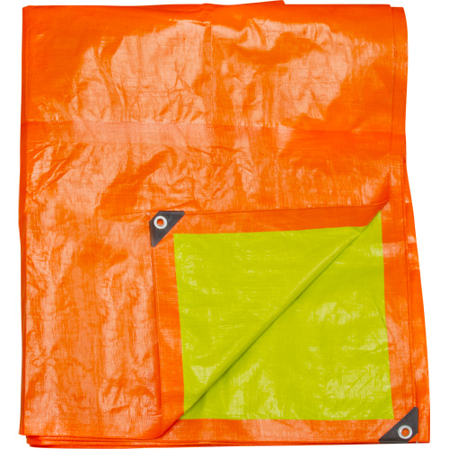 B&acirc;che tiss&eacute;e robuste haute visibilit&eacute;, Poly&eacute;thyl&egrave;ne, Vert/Orange, 16' x 20' x 12 mils Northern Industrial Supply Inc.