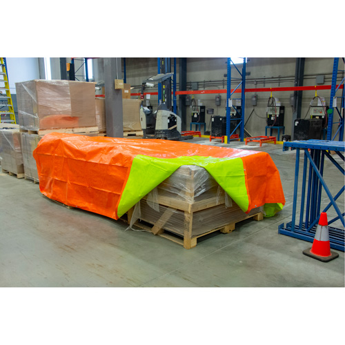 B&acirc;che tiss&eacute;e robuste haute visibilit&eacute;, Poly&eacute;thyl&egrave;ne, Vert/Orange, 16' x 20' x 12 mils Northern Industrial Supply Inc.