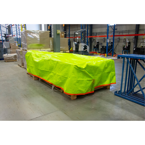 B&acirc;che tiss&eacute;e robuste haute visibilit&eacute;, Poly&eacute;thyl&egrave;ne, Vert/Orange, 16' x 20' x 12 mils Northern Industrial Supply Inc.