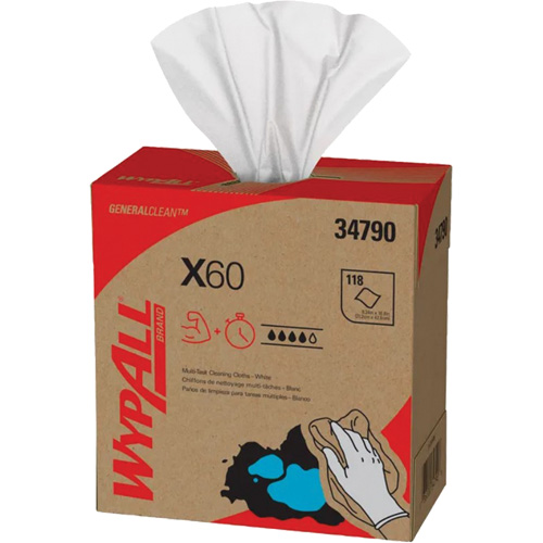 WypAll&reg; X60 Wipers, All-Purpose, 16-3/4" L x 8-3/8" W Northern Industrial Supply Inc.