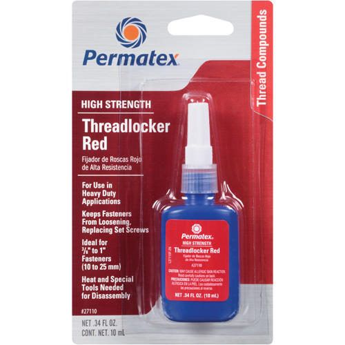 Low Viscosity Threadlocker, Red, High, 10 ml, Bottle Northern Industrial Supply Inc.