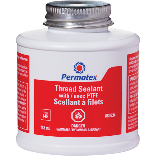 Scellant &agrave; filets avec PTFE, Bouteille &agrave; dessus brosse, 118 ml, -54°C - 150°C/-65°F - 300°F Northern Industrial Supply Inc.
