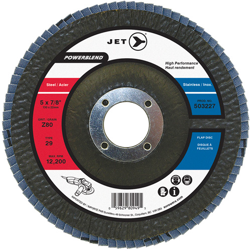 Disque &agrave; lamelles POWERBLEND, 5" x 7/8", Type 29, Grain Z80, Alumine de zirconium Northern Industrial Supply Inc.