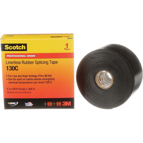 Ruban d'&eacute;pissage sans support en caoutchouc de calibre professionnel Scotch, 50,8 mm (2") la x 9 m (30') lo, 30 mils, Noir Northern Industrial Supply Inc.