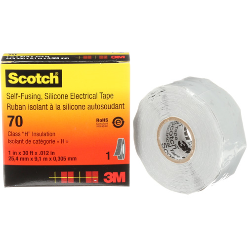 Scotch&reg; Self-Fusing Silicone Rubber Electrical Tape, 25.4 mm (1") x 9 m (30'), Grey, 12 mils Northern Industrial Supply Inc.