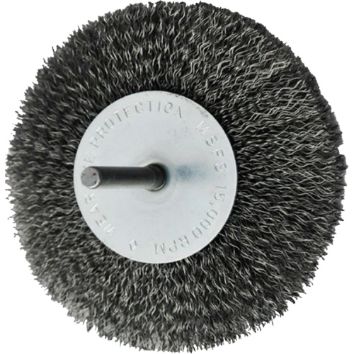 Brosses mont&eacute;es &agrave; fils cr&ecirc;p&eacute;s circulaires, 4", Fils 0,008", Tige 1/4" Northern Industrial Supply Inc.