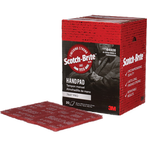 Tampons manuels Scotch-Brite 7447, Oxyde d'aluminium, 9" x 6", Grain Tr&egrave;s fin Northern Industrial Supply Inc.