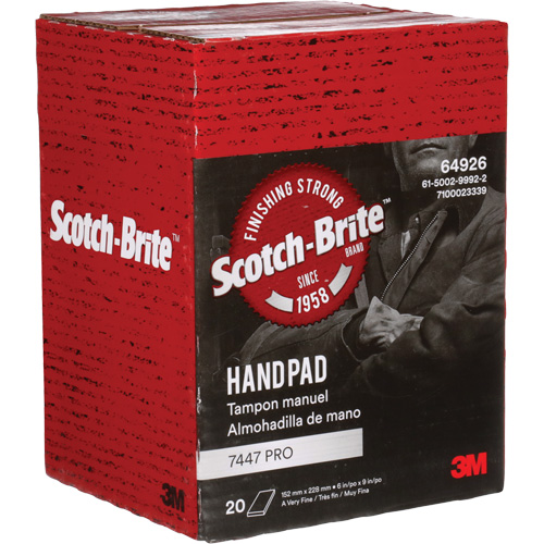 Tampons manuels Scotch-Brite 7447, Oxyde d'aluminium, 9" x 6", Grain Tr&egrave;s fin Northern Industrial Supply Inc.