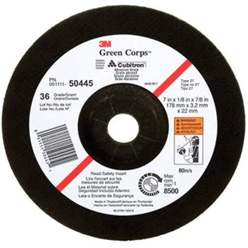 Meule &agrave; moyeu d&eacute;port&eacute; Green Corps, 7" x 1/8", Arbre 7/8", C&eacute;ramique, Type 27 Northern Industrial Supply Inc.
