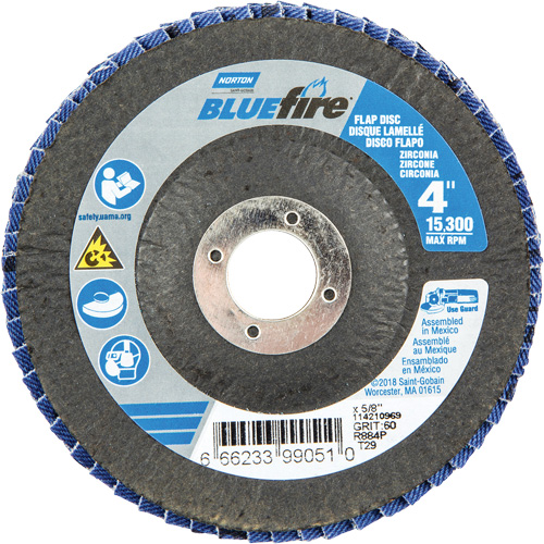 R884P BlueFire&reg; Conical Flap Disc, 4" x 5/8", Type 29, P60 Grit, Zirconia Alumina Northern Industrial Supply Inc.