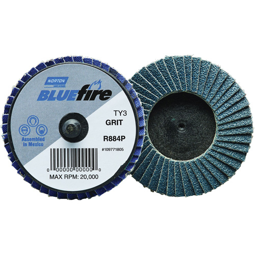 BlueFire&reg; R884P Plastic Flat Mini Flap Disc, 2" x Type 27, P60 Grit, Zirconia Alumina Northern Industrial Supply Inc.
