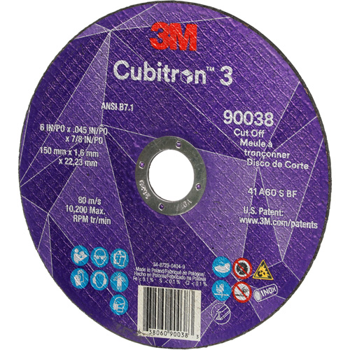 Meule &agrave; tronçonner Cubitron 3, 6" x 0,045", Type T27, C&eacute;ramique, 10 200 Tr/min Northern Industrial Supply Inc.