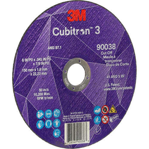 Meule &agrave; tronçonner Cubitron 3, 6" x 0,045", Type T27, C&eacute;ramique, 10 200 Tr/min Northern Industrial Supply Inc.