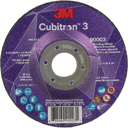 Cubitron 3 meule a moyeu d&eacute;port&eacute;, 4-1/2" x 1/4", Arbre 7/8", C&eacute;ramique, Type T27 Northern Industrial Supply Inc.