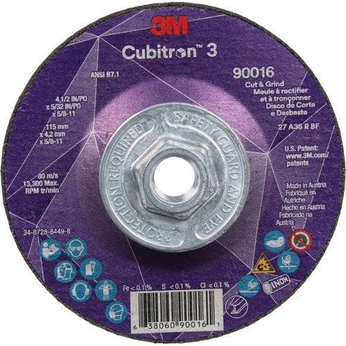 Meule &agrave; couper & tronçonner Cubitron 3, 4-1/2" x 5/32", Arbre de 5/8"-11, Type T27, Grain de 36+, C&eacute;ramique Northern Industrial Supply Inc.