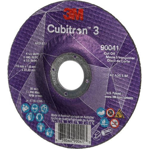Cubitron 3 Cut-Off Wheel, 4-1/2" x 0.045", 7/8" Arbor, Type T27, Ceramic, 13300 RPM Northern Industrial Supply Inc.