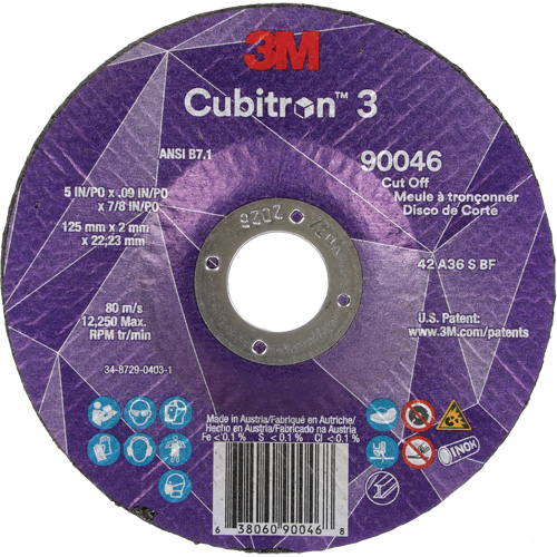 Meule &agrave; tronçonner Cubitron 3, 5" x 0,09", Arbre de 7/8", Type T27, C&eacute;ramique, 12250 Tr/min Northern Industrial Supply Inc.