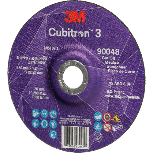 Cubitron 3 Cut-Off Wheel, 6" x 0.045", 7/8" Arbor, Type T27, Ceramic, 10200 RPM Northern Industrial Supply Inc.