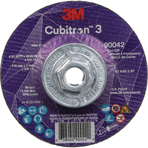 Meule &agrave; tronçonner Cubitron 3, 4-1/2" x 0,09", Arbre de 5/8"-11, Type T27, C&eacute;ramique, 13 300 Tr/min Northern Industrial Supply Inc.