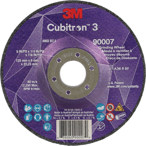 Cubitron 3 Depressed Centre Grinding Wheel, 5" x 1/4", 7/8" Arbor, Ceramic, Type T27 Northern Industrial Supply Inc.