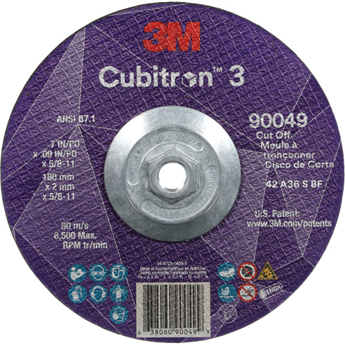 Meule &agrave; tronçonner Cubitron 3, 7" x 0,09", Arbre de 5/8"-11, Type T27, C&eacute;ramique, 8500 Tr/min Northern Industrial Supply Inc.