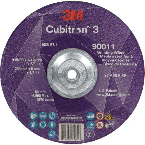 Cubitron 3 meule a moyeu d&eacute;port&eacute;, 9" x 0,25", Arbre 5/8"-11, C&eacute;ramique, Type T27 Northern Industrial Supply Inc.