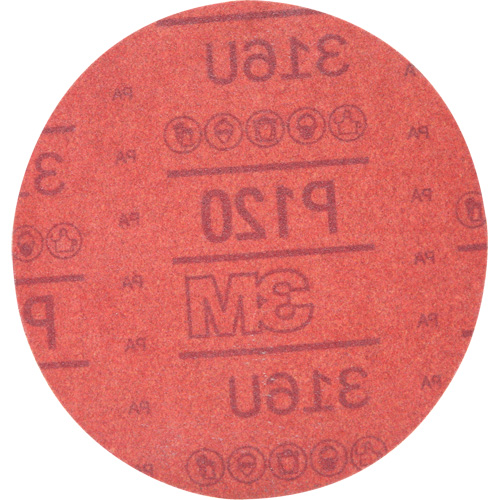 Hookit Red Abrasive Disc 316U, 01224, 6" Dia., P120 Grit, Aluminum Oxide, A Northern Industrial Supply Inc.